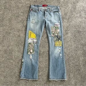 vintage hollister patchwork low rise jeans